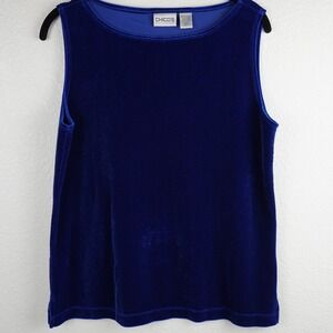 Chico's Royal Blue Velvet Tank Top Sleeveless Party Blouse SIZE‎ 1